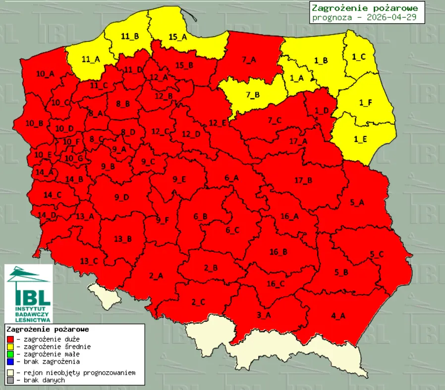 Strefy zagrożenia pożarowego/ Instytut Badawczy Leśnictwa