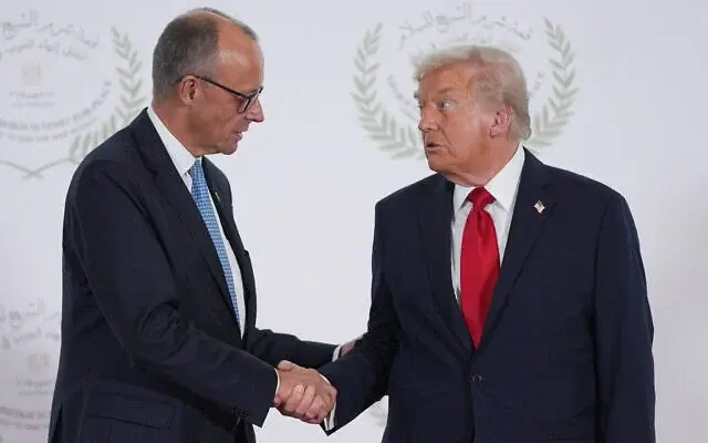 Kanclerz Niemiec Friedrich Merz oraz Donald Trump (Fot. Evan Vucci/Pool)