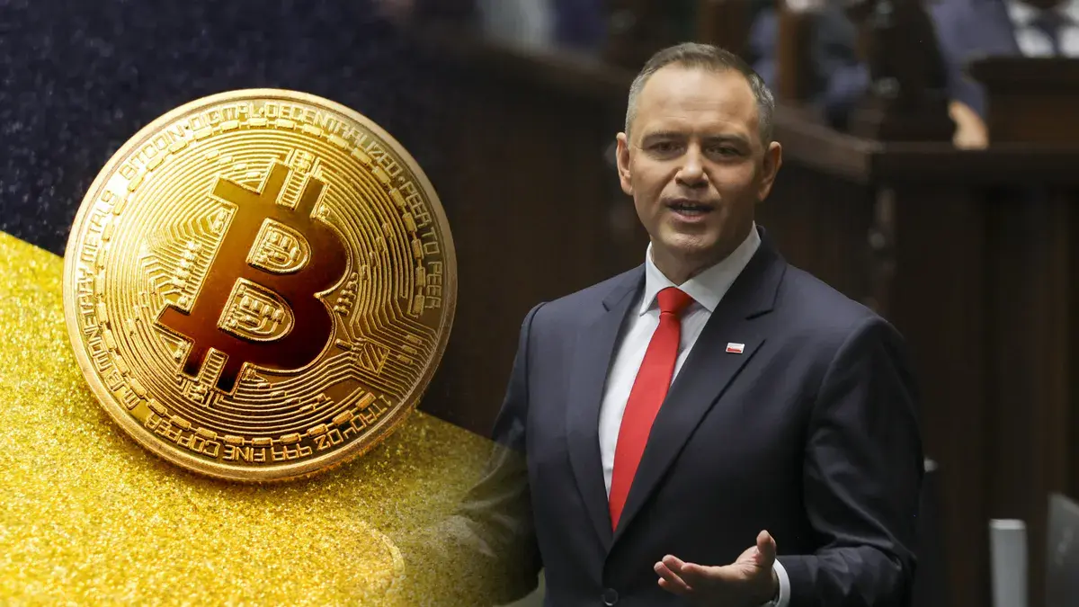 Ilustracja prezydenta i Bitcoina, Źródło: Money.pl