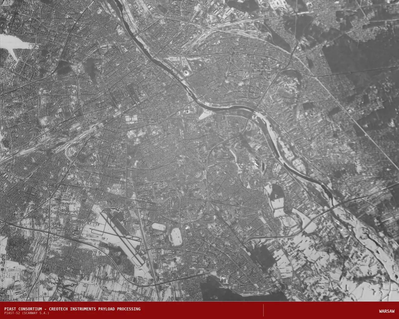 Zdjęcie satelitarne Warszawy, Źródło: Projekt PIAST